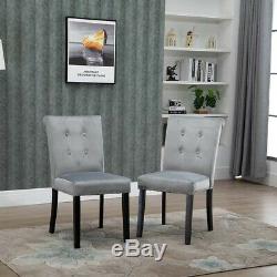 Set of 4 Velvet Dining Chairs Kitchen Upholstered Chair Studs Ring Pull Knocker