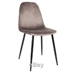 Set of 4 Velvet Upholstered Modern Kitchen Dining Chair with Metal Black Legs