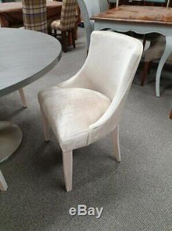 Set of 4 cream upholstered chairs with white wash solid beech legs RRP £1064