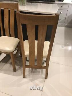 Set of 4 dining chairs used solid oak cream leather upholstery