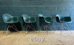 Set of 4 vintage Mid 20th century Charles Ray Eames Vitra Style DAR Aqua Chairs