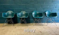 Set of 4 vintage Mid 20th century Charles Ray Eames Vitra Style DAR Aqua Chairs