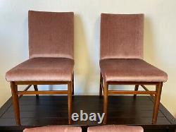 Set of 4x Alfred Cox mid century vintage teak upholstered dining chairs Delivery