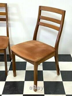 Set of 4x Nathan mid century modern teak dining chairs with upholstered seats