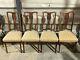 Set Of 4x Antique Edwardian Upholstered Beech Dining Chairs With Carved Details