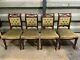 Set Of 4x Antique Edwardian Upholstered Dining Chairs With Stunning Carved Frame
