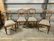 Set Of 4x Antique Victorian Balloon Back Upholstered Dining Chairs Crown Top