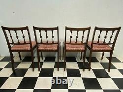 Set of 4x antique regency style upholstered mahogany dining chairs Delivery