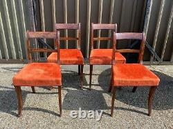 Set of 4x antique regency walnut upholstered dining chairs sabre legs Delivery