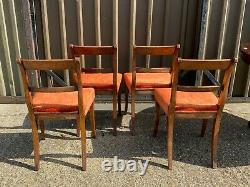 Set of 4x antique regency walnut upholstered dining chairs sabre legs Delivery