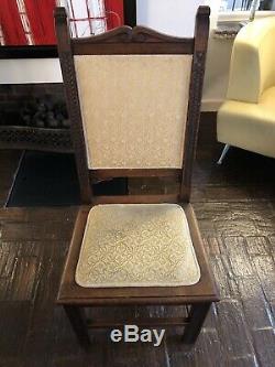 Set of 6 Antique, Good Quality, Oak, Upholstered Dining Chairs