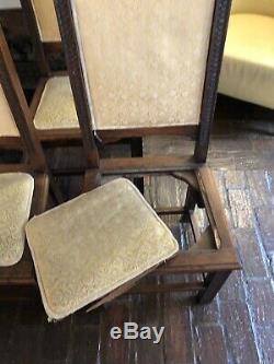 Set of 6 Antique, Good Quality, Oak, Upholstered Dining Chairs