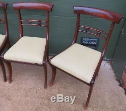 Set of 6 Antique William IV Mahogany-Framed Dining Chairs with Upholstered Seats
