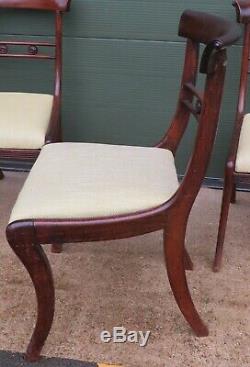 Set of 6 Antique William IV Mahogany-Framed Dining Chairs with Upholstered Seats