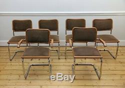Set of 6 Cantilevered Upholstered Cesca Style Dining Chairs