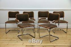 Set of 6 Cantilevered Upholstered Cesca Style Dining Chairs