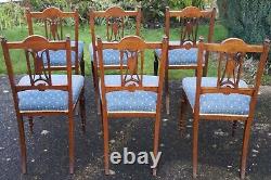 Set of 6 Dining Chairs (Antique/Regency-inspired) Brown Wood Re-upholstered