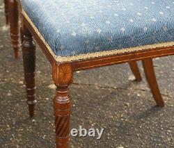 Set of 6 Dining Chairs (Antique/Regency-inspired) Brown Wood Re-upholstered