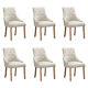 Set Of 6 Dining Chairs Curved Shape Button Tufted Fabric Upholstered Home Lounge