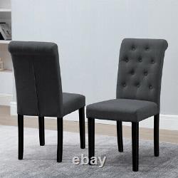 Set of 6 Fabric Dining Chairs Padded Button Tufted Dining Room Kitchen High Back