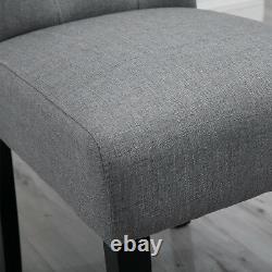 Set of 6 Grey Dining Chair Fabric Button Tufted Padded Seat Wood Leg Diningroom