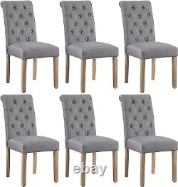 Set of 6 Kitchen Chairs Classic Fabric Dining Chairs Upholstered High Back Soft