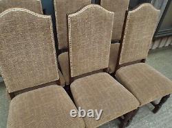 Set of 6 Six Quality Solid Oak Dining Chairs by Jaycee Newly Upholstered