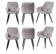Set Of 6 Upholstered Dining Chairs Velvet Padded Seat Metal Legs Dining Room
