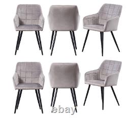 Set of 6 Upholstered Dining Chairs Velvet Padded Seat Metal Legs Dining Room