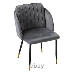 Set of 6 Upholstered Velvet Dining Chairs Metal Legs Living Room Office Lounge