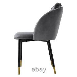 Set of 6 Upholstered Velvet Dining Chairs Metal Legs Living Room Office Lounge