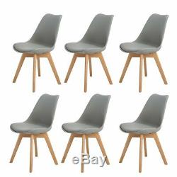 Set of 6 Upholstered design Dining Chair Lounge Office Chair With Solid Wood Leg