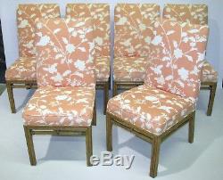 Set of 6 Vintage Ficks Reed Bamboo Dining Chairs Wth Upholstered Seats & Backs