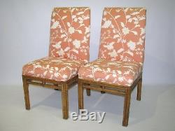 Set of 6 Vintage Ficks Reed Bamboo Dining Chairs Wth Upholstered Seats & Backs