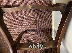 Set of 6 Wooden Dining Chairs with Yellow Fabric upholstered seats