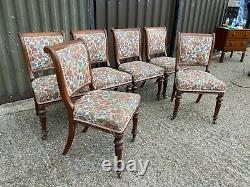 Set of 6x Antique Victorian oak upholstered dining chairs Delivery Available