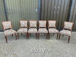 Set of 6x Antique Victorian oak upholstered dining chairs Delivery Available