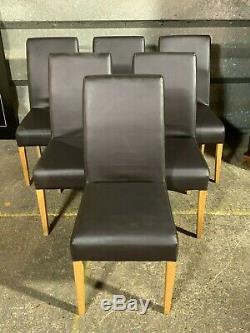 Set of 6x modern Harveys leather upholstered dining chairs by Bruno Steinhoff