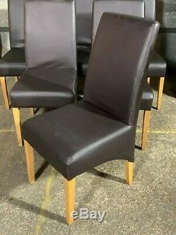 Set of 6x modern Harveys leather upholstered dining chairs by Bruno Steinhoff