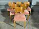 Set Of 6x Vintage Maple Quality Dining Chairs Upholstered Art Deco 1930's 40's