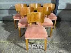 Set of 6x vintage Maple Quality dining chairs upholstered art deco 1930's 40's