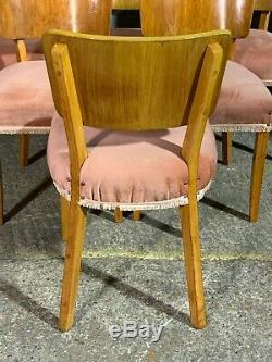 Set of 6x vintage Maple Quality dining chairs upholstered art deco 1930's 40's