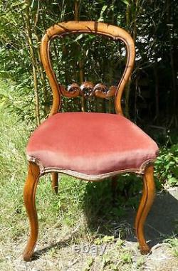 Set of 7 (6+1) Antique Victorian Balloon Back Rosewood Dining Chairs VGC