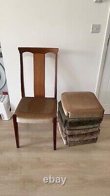 Set of 7 x Antique/Vintage Teak Mid Century Tall Upholstered Dining Chairs