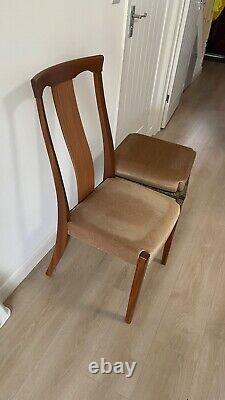 Set of 7 x Antique/Vintage Teak Mid Century Tall Upholstered Dining Chairs