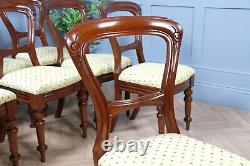 Set of 8 Antique Original Victorian Mahogany Dining Chairs Carved Restored C1870