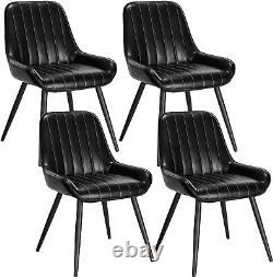 Set of 8 Dining Chairs. Lestarain PU Leather Seat and Backrests, Black