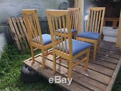 Set of 8 upholstered pine dining / kitchen chairs