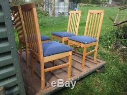 Set of 8 upholstered pine dining / kitchen chairs