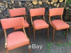 Set of Four BEN Stoe Vintage Dining Chairs Mid Century Re-Upholstered Pink